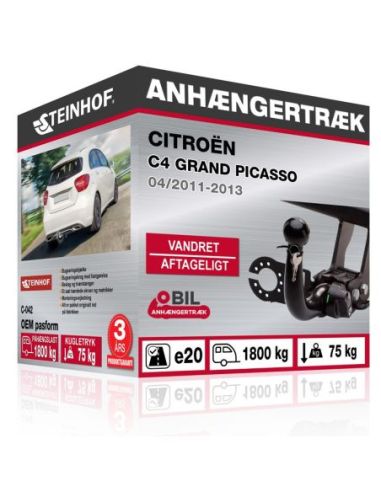 Anhængertræk Citroën C4 GRAND PICASSO vandret aftageligt træk 