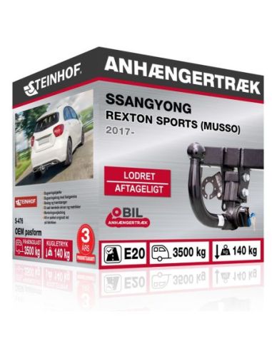 Anhængertræk Ssangyong REXTON SPORTS (MUSSO) med lodret aftageligt træk