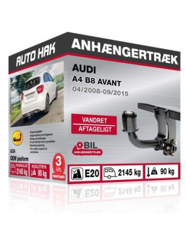 Anhængertræk Audi A4 B8 AVANT vandret aftageligt træk 