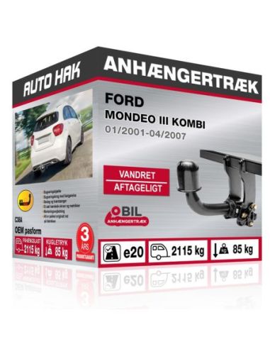 Anhængertræk Ford MONDEO III KOMBI vandret aftageligt træk 